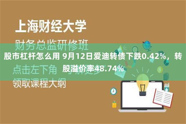 股市杠杆怎么用 9月12日爱迪转债下跌0.42%，转股溢价率48.74%