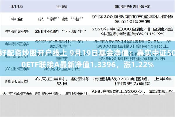 好配资炒股开户线上 9月19日基金净值：嘉实中证500ETF联接A最新净值1.3396，涨1.22%