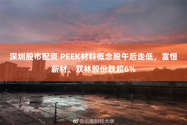 深圳股市配资 PEEK材料概念股午后走低，富恒新材、双林股份跌超6%