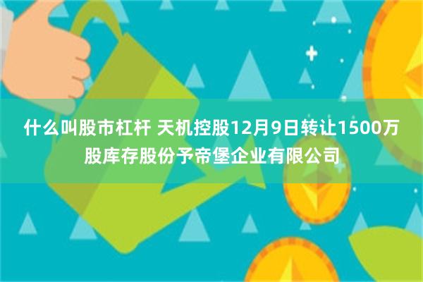 什么叫股市杠杆 天机控股12月9日转让1500万股库存股份予帝堡企业有限公司